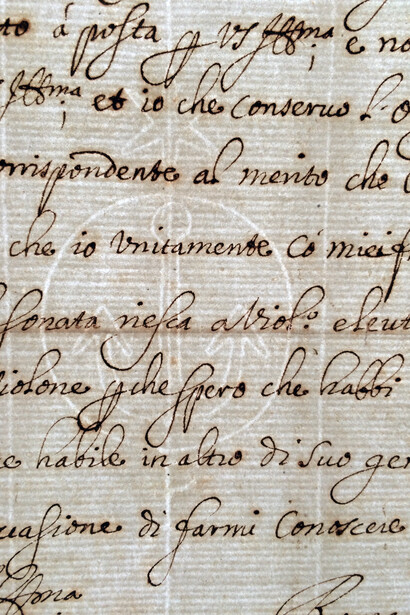 Lettera di Corelli a Laderchi in filigrana