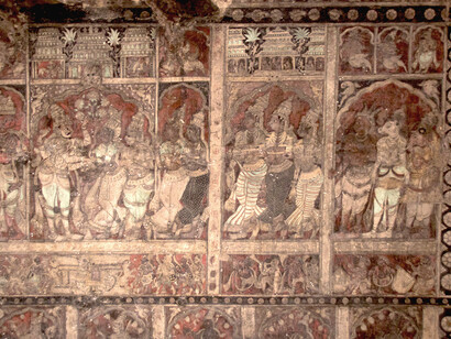This image shows the Vijayanagara-era ceiling paintings in the mantapa of the Virupaksha Temple, photographed by me during my visit to Hampi, a UNESCO World Heritage Site in Karnataka’s Bellary district, India