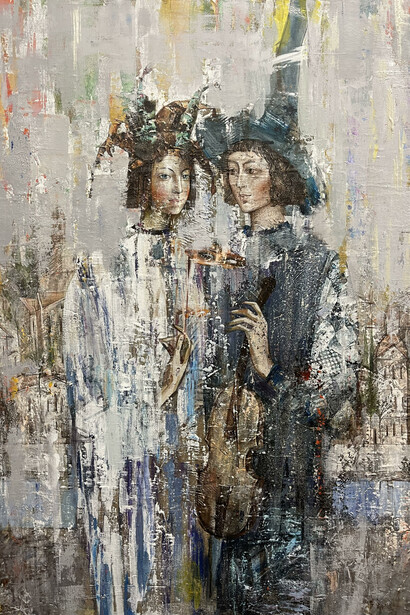 Miroslav, Musicians, mixed media, canvas 40x30 inches
