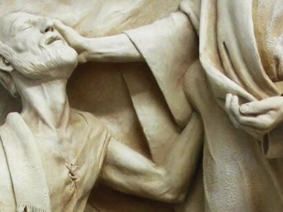 Mediorrelieve de Cristo devolviendo la vista a un ciego