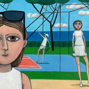 Giacomo Piussi, Tennis court by the sea, 2025. Courtesy of the Robin Rice Gallery