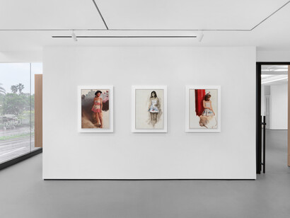 Will Cotton, An affair to remember, paintings and studies, exhibition view. Courtesy of Ross + Kramer