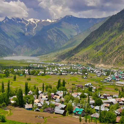 A scenic view of clouds drifting over the mountains, Gurez Town, Kashmir, India