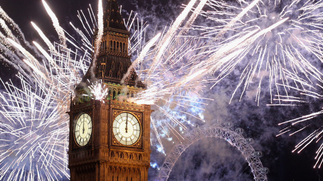 Londres. Fuegos artificiales en el Big Ben