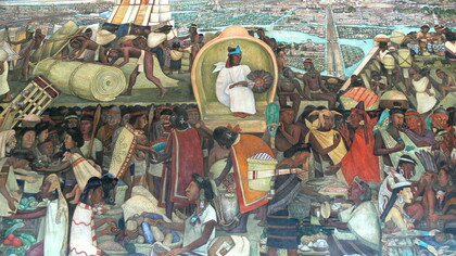 «Mercado de Tlatelolco» es una de las pinturas murales realizadas por Diego Rivera (1886-1957) para el Palacio Nacional donde se visualiza la temática indígena