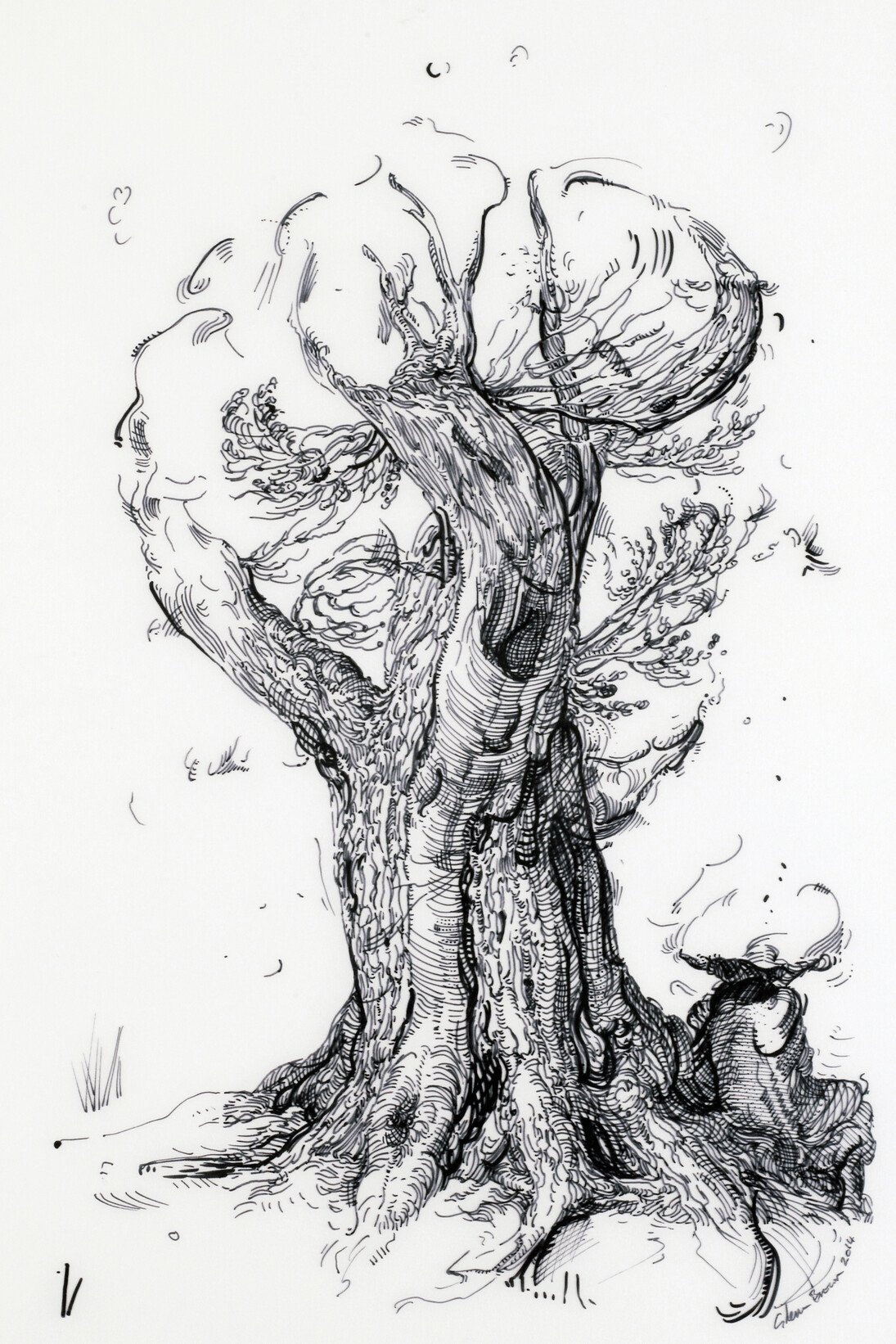 Glenn Brown, Drawing 31 (after De Gheyn II), 2014, ink on polypropylene, 37 x 24,1 cm, Courtesy de l’artiste et de la Galerie Max Hetzler, Berlin | Paris