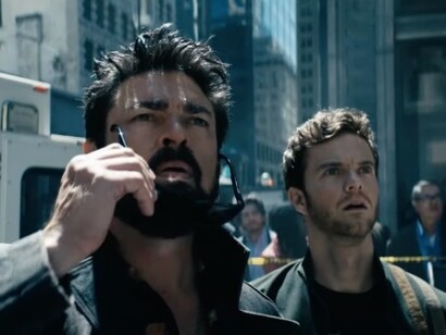 Jack Quaid and Karl Urban in "The Boys"
