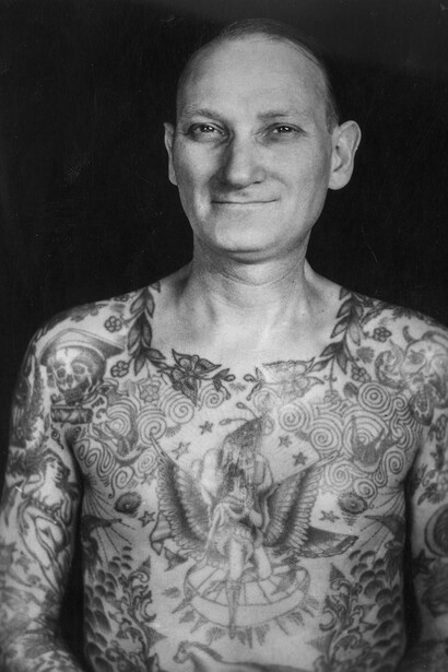 Fred Clark – Early 1920’s, Tattooer, Indianapolis, IN – Photographer Unknown, Collection of John Reiter