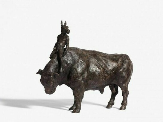 Bull & rider. Bronze resin. 22" x 13" x 6"