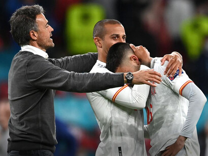 Luis Enrique Martínez con la selección española durante la Eurocopa 2020