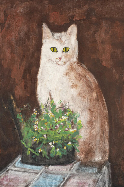 Zohra Efflatoun, Le chat II (detail). Courtesy of Safarkhan Art Gallery