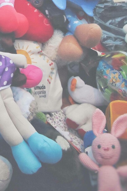 Dolls representing the toys of dead children in Gaza, Israel-Hamas war 2023-2024