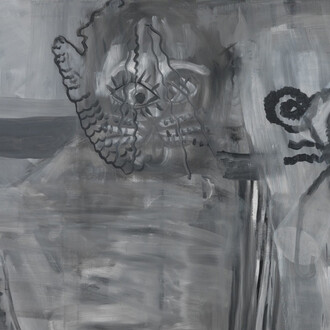 Albert Oehlen, Titankatze mit versuchstier, 1999. Courtesy of Skarstedt Gallery