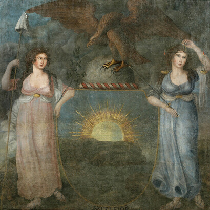 Unidentified artist, Excelsior, last quarter of the 18th century (detail). Courtesy of The New York Historical