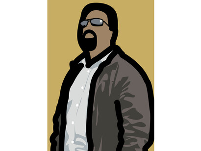 Julian Opie, Tourist with beard., 2014, From Tourists., 2014, A set of six screenprints with hand painting in frames specified by the artist, Framed 104.8 x 78.7 x 3.5 cm, Edition of 20, Courtesy Julian Opie and Alan Cristea Gallery, London