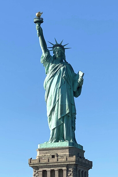 Clear skies above the Statue of Liberty in New York, United States