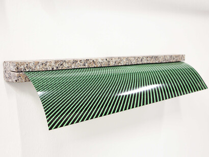 Mohamed Namou, Eliza, 2014, Granite block and digital print on photo paper, 84 x 5,5 x 5 cm, courtesy of the artist and mor charpentier