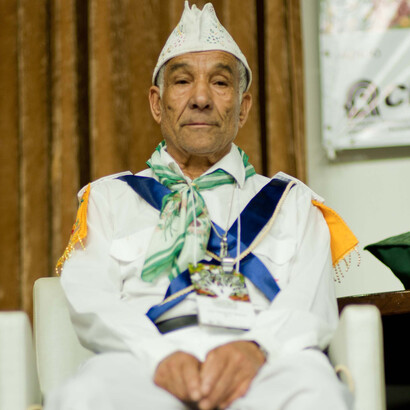 Zé Jerome - Mestre de Congado e Folia de Reis do Vale do Paraíba, Marechal de Cunha, no Encontro de Saberes - Seminário Internacional. Foto: Pedro França/MinC, 2010