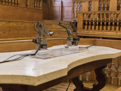 Transanatomy, installation view. Al centro, Roberto Pugliese, Equilibrium Variant, 2011. Ph Alessandro Gaffuri, courtesy il fotografo
