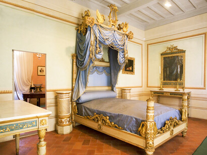 La camera da letto della villa dei Mulini