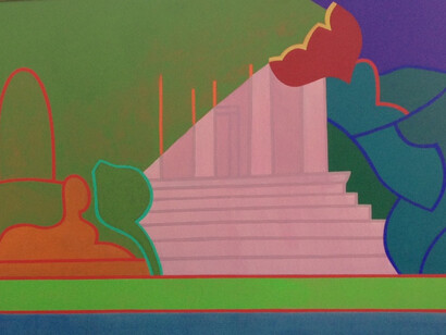 Derrick Greaves, Formal Garden with Sphinx & Temple