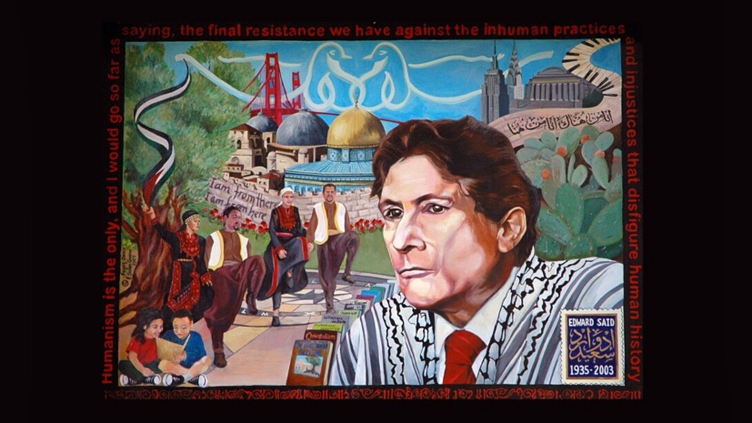 Murale culturale palestinese in onore del dottor Edward Said (1935–2003) presso la San Francisco State University. È stato dipinto da Fayeq Oweis e Susan Green e inaugurato il 2 novembre 2007.  Edward Said (1935-2003) è stato un accademico, critico letterario e attivista politico palestinese-americano, ampiamente riconosciuto come fondatore degli studi postcoloniali, noto per il suo influente libro "Orientalismo" (1978) che criticava la percezione occidentale del mondo arabo, e instancabile difensore dei diritti dei palestinesi, che ha insegnato alla Columbia University per gran parte della sua carriera