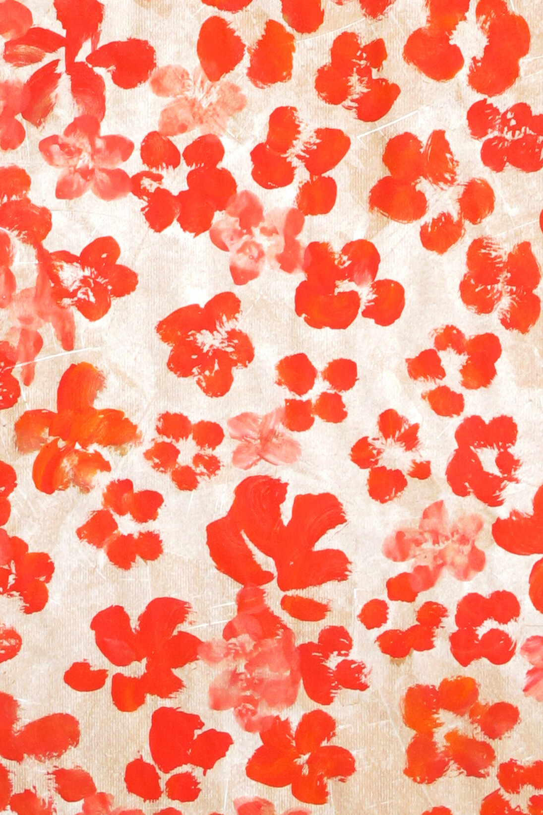 Stefano Arienti, Susino rosso, 2015, tempere e acrilici su carta, particolare di un'installazione composta da fogli 150 x 100 cm ciascuno.  Courtesy of Galleria Civica di Modena 