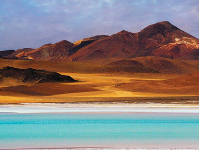 Lagoon Quepiaco in Atacama desert, Chile