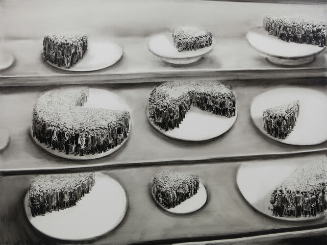 Lu Chao, Cake shop, 2015, oil on canvas, 121 x 91 cm