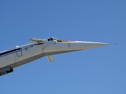The Tupolev Tu-144 (Russian: Tyполев Ту-144; NATO reporting name: Charger) is a Soviet supersonic passenger airliner designed by Tupolev in operation from 1968 to 1999