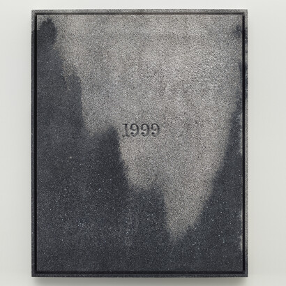 Paul Sietsema, 1999, 2014, Acrylic ink on linen mounted to panel in artist's frame, 49 x 39 3/4 inches. ©Paul Sietsema, Courtesy Matthew Marks Gallery