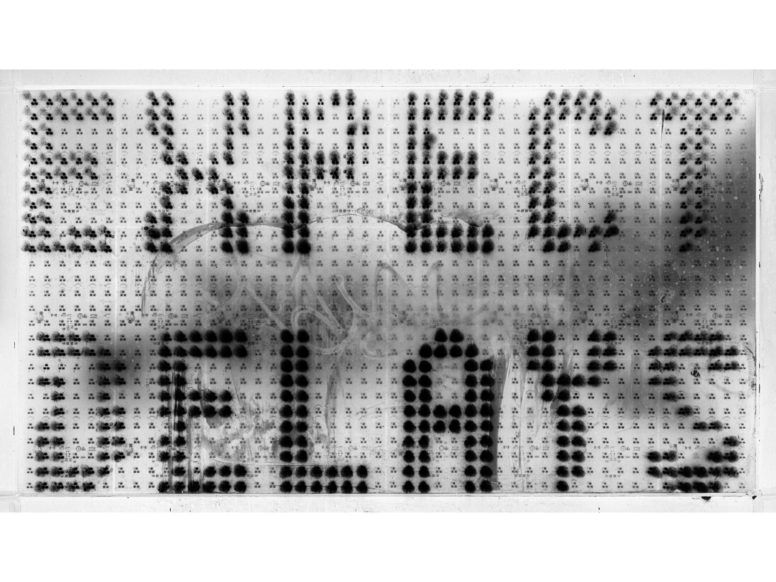 Shannon Ebner, Portable Changeable Message Sign One Delays, 2014, Archival pigment print, 137.2 x 240 cm, 54 x 94 1/2 in, Edition of 5