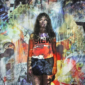 Portrait of Maya Rochat in Meta Filtres installation, 2017. Photographer Darek Szuster.
