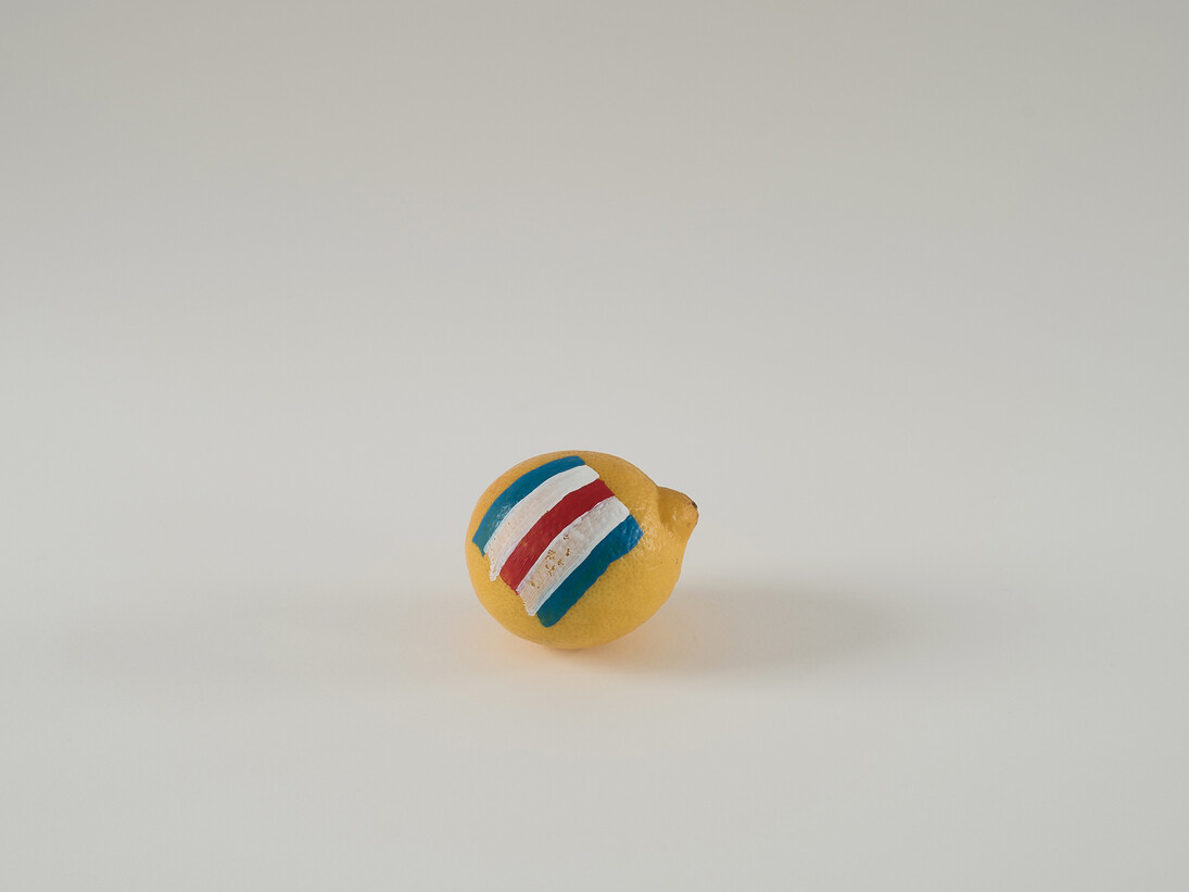 Diango Hernández, Floating Citron #6, "Affirmative", 2015. Acrylic on lemon, dimensions variable. Courtesy the artist and Marlborough Contemporary. Photo: Anne Pöhlmann