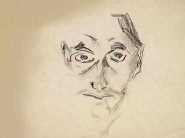 Kafka, Franz (1883-1924). Autorretrato 2, dibujo, hacia 1911. Archivo Max Brod, Biblioteca Nacional de Jerusalén, Israel