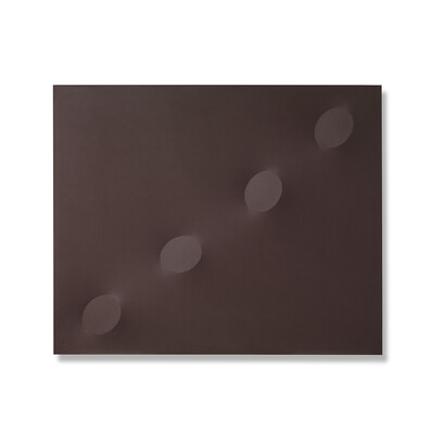 Turi Simeti, Quattro Ovali Marrone, 2004, acrylic on shaped canvas, 100 x 120 cm