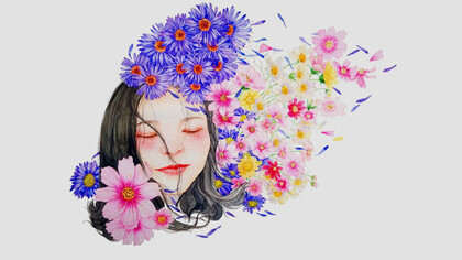 Sulla soglia della grande porta una figura di donna, ieratica e luminosa, coperta da un ampio mantello color amaranto tenuto dalle sue braccia come per accogliere e proteggere: un’immagine antica, evocativa e potente, con uno sguardo compassionevole