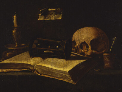 Autor anónimo
«Vanitas», século XVII. Óleo sobre tela. 50 x 60 cm. Museu Nacional de Arte Antiga. Inv. 1629 PINT.Fotografia: Direção-Geral do Património Cultural/Arquivo de Documentação Fotográfica. José Pessoa