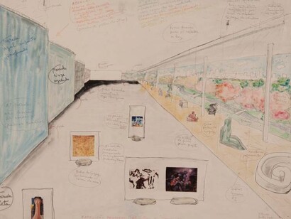 Lina Bo Bardi, Interior view of the museum: Temporary exhibition with 'easel' display system, Renovation of the Museum of Modern Art (1982-1983), São Paulo, 1982. Courtesy of Power Station of Art