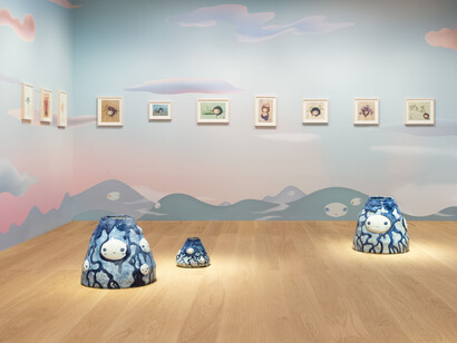 View of Chiho Aoshima’s exhibition Our Tears Shall
Fly Off into Outer Space at Perrotin Hong Kong,
2020
Photo: Ringo Cheung
©Chiho Aoshima/Kaikai Kiki Co., Ltd. All Rights
Reserved. Courtesy of Perrotin