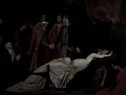 «La Reconciliación entre los Montesco y los Capuleto tras la muerte de Romeo y Julieta», Frederic Leighton (1830-1896)