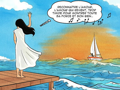 Illustrazione di Misa Lioce per il fumetto musicale "C’est Aujourd’hui" (Oggi)