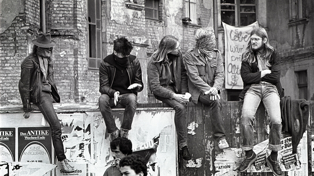 Squatters during the housing occupations in Kreuzberg, Berlin, 1981