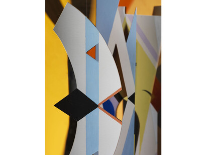 Bryan Wynter 1915 – 1975, IMOOS VI 1965, Gouache paint on card, glass, chipboard box, motor, light bulb and nylon thread, 120.2 x 101 x 116.8 cm, Tate © The estate of Bryan Wynter. All Rights Reserved, DACS, London 2015