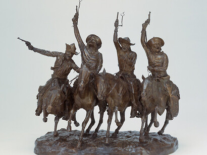 Frederic Remington
American, 1861-1909
Cast by Roman Bronze Works
American, early 20th century
Coming Through the Rye (Over the Range), modeled 1902, cast in bronze 1902/06
