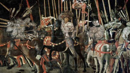 Paolo di Dono, dit Uccello, La Bataille de San Romano la contre-attaque de Micheletto da Cotignola. , Vers 1435 - 1440, Paris, musée du Louvre, département des Peintures, M.I. 469