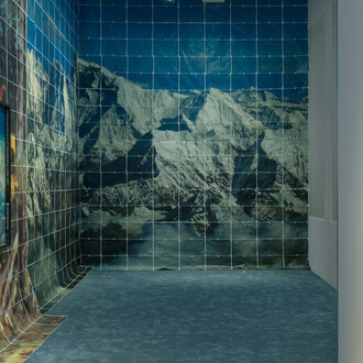 Sara Cwynar, Baby blue Benzo, exhibition view. Courtesy of 52 Walker