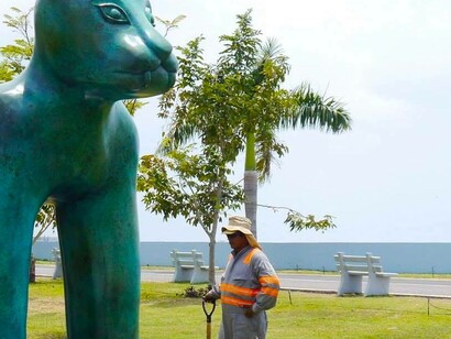 Detalle de «Pantera» (2014), bronce, Isabel de Obaldía. Fotografía de Juan Carlos Flores Zúñiga