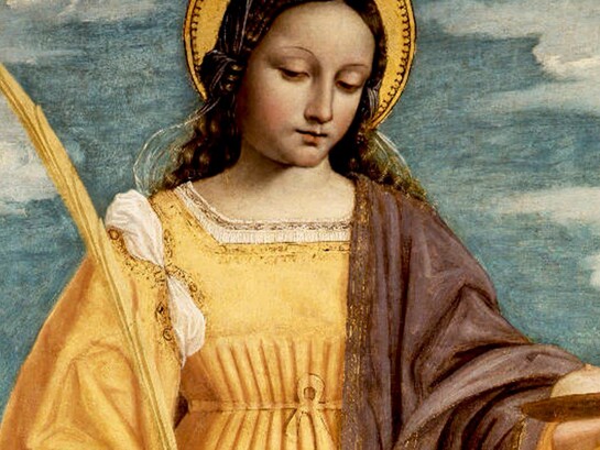 Bergognone, Sant'Agata (1510), dettaglio. Accademia Carrara, Bergamo, Italia