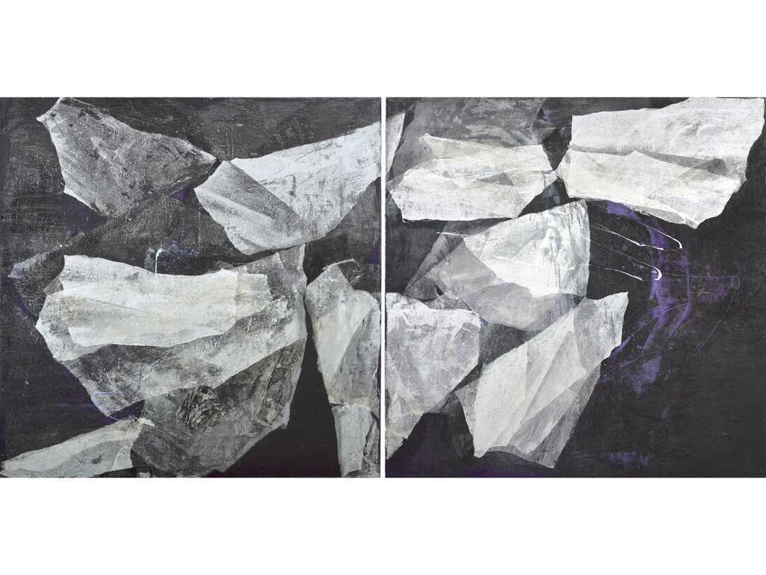 SoHyun Bae, Untitled (Pelvic Terrain), 2011, Rice paper and pure pigment on canvas, 60 x 120 inches